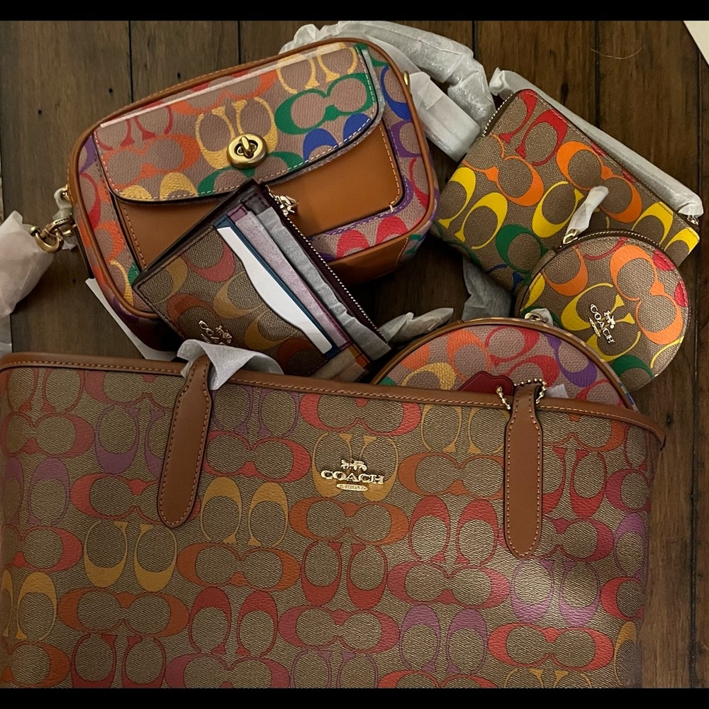 NWT! Coach 6 piece Rainbow Pride Tote collector set- items changed! Firm!!!!
